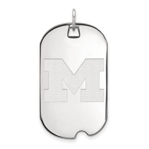 10k White Gold U. of Michigan Large Initial M Dog Tag Pendant